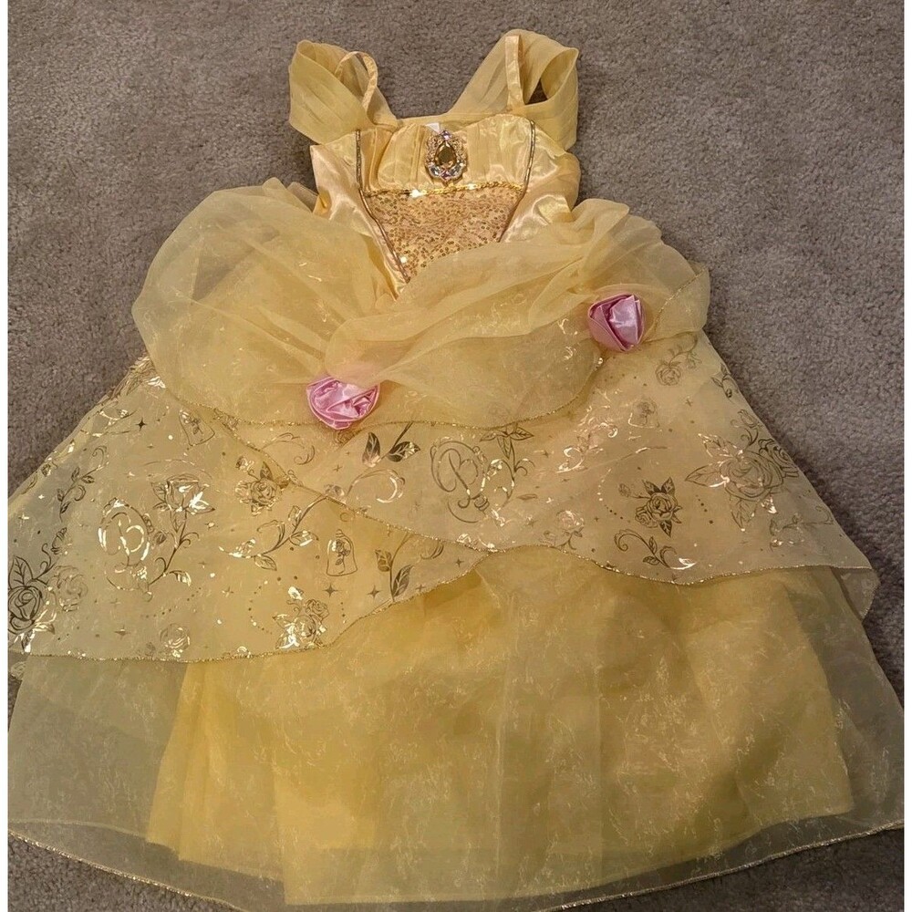 Disney Beauty and the Beast Belle Toddler Girl Costume Dress Size 5/6 Yellow